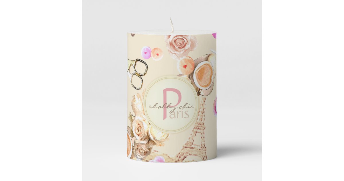 Shabby Chic in Vintage Paris Pillar Candle | Zazzle