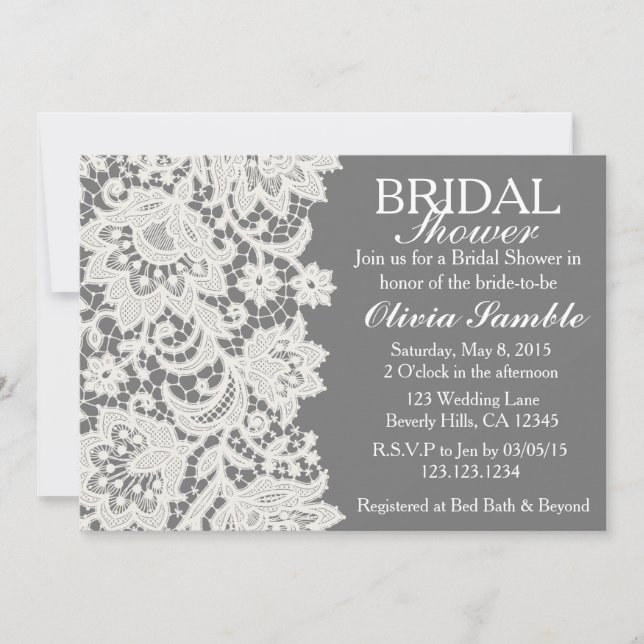 Shabby Chic Lace Bridal Shower Invitation (Front)