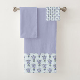 Shabby Chic Lavender Country Charm Floral Bath Towel Set