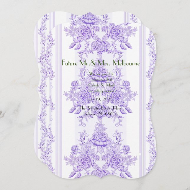 Shabby chic,lavender,toile,pattern,floral,Victoria Save The Date (Front/Back)