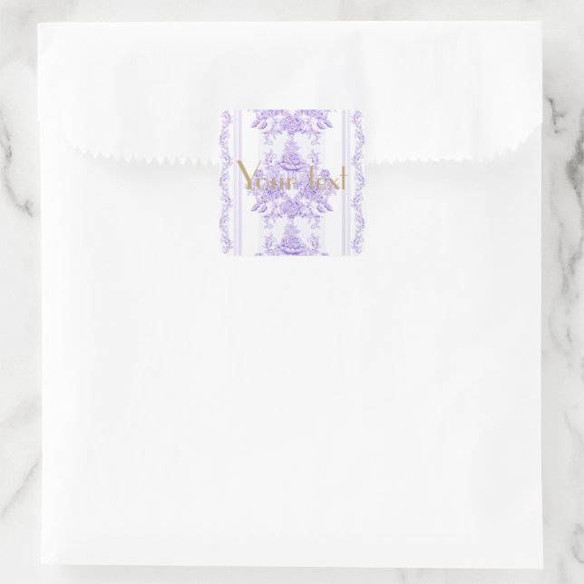 Shabby chic,lavender,toile,pattern,floral,Victoria Square Sticker (Bag)