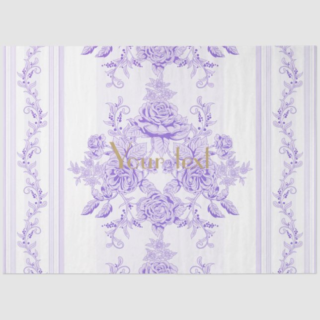 Shabby chic,lavender,toile,pattern,floral,Victoria Tissue Paper (Front)