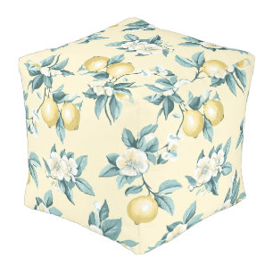 Shabby Chic Lemon Floral Series Design #10 Pouf