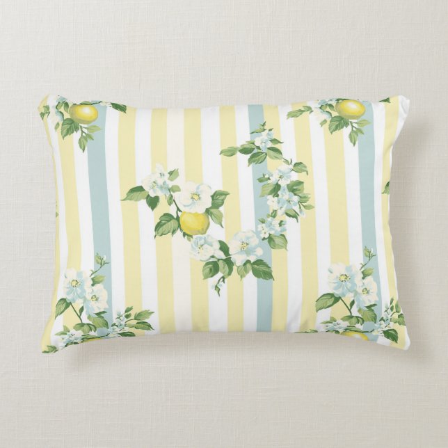 Shabby Chic Lemon Floral Series Design #11 Accent Pillow (Front)