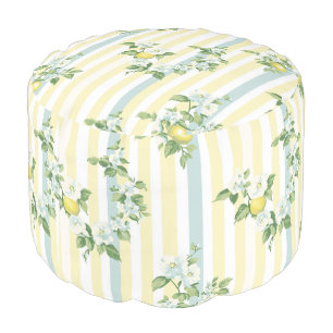 Shabby Chic Lemon Floral Series Design #11 Pouf