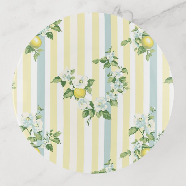 Shabby Chic Lemon Floral Series Design #11 Trinket Tray (Front)