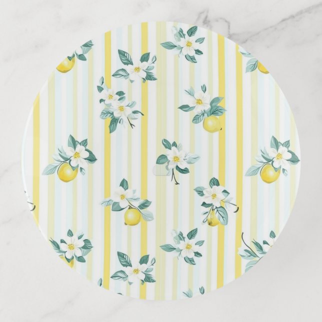 Shabby Chic Lemon Floral Series Design #11 Trinket Tray (Front)