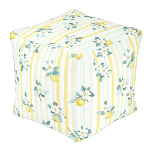Shabby Chic Lemon Floral Series Design #12 Pouf
