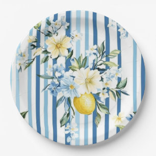 Shabby Chic Lemon Floral Series Design #1 Paper Plates