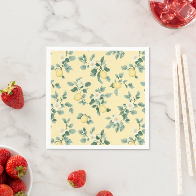 Shabby Chic Lemon Floral Series Design #2 Napkins (Insitu)