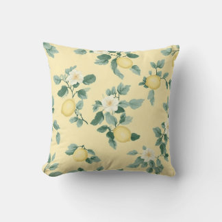 Shabby Chic Lemon Floral Series Design #2 Throw Pillow