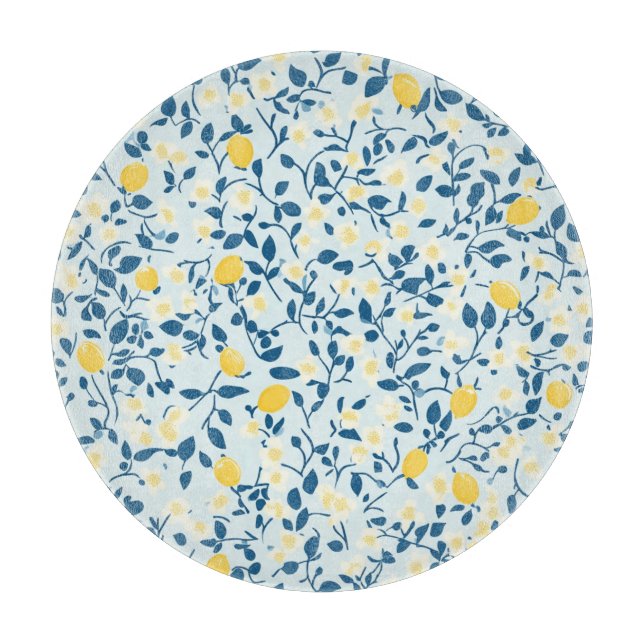 Shabby Chic Lemon Floral Series Design #3 Cutting Board (Front)