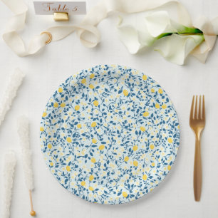 Shabby Chic Lemon Floral Series Design #3 Paper Plates