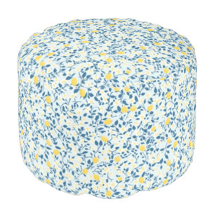 Shabby Chic Lemon Floral Series Design #3 Pouf