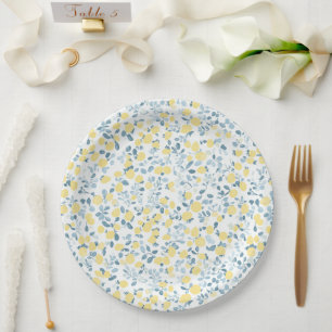 Shabby Chic Lemon Floral Series Design #4 Paper Plates