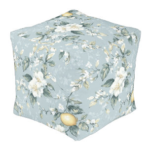 Shabby Chic Lemon Floral Series Design #6 Pouf