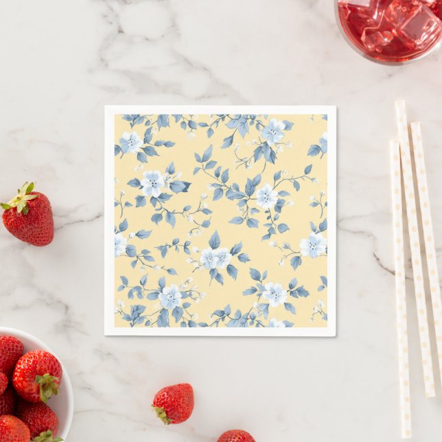 Shabby Chic Lemon Floral Series Design #7 Napkins (Insitu)