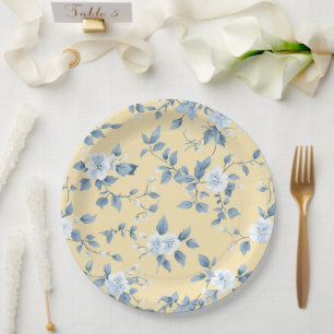 Shabby Chic Lemon Floral Series Design #7 Paper Plates
