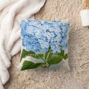Shabby Chic Light Pastel Sky Blue Flowers Throw Pillow