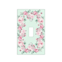 Shabby chic light switch cover pink mint