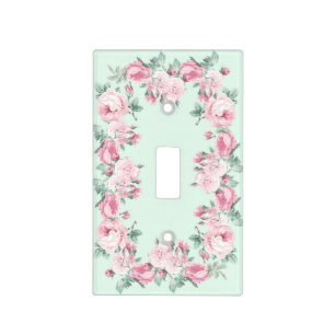 Shabby chic light switch cover pink mint