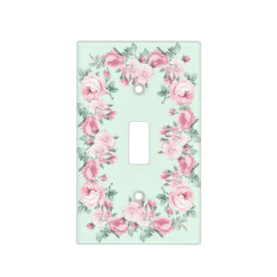 Victorian Decor Shabby Chic Rose Blue Metal Light Switch Plate Cover 