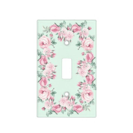 Shabby Chic Light Switch Cover Pink Mint