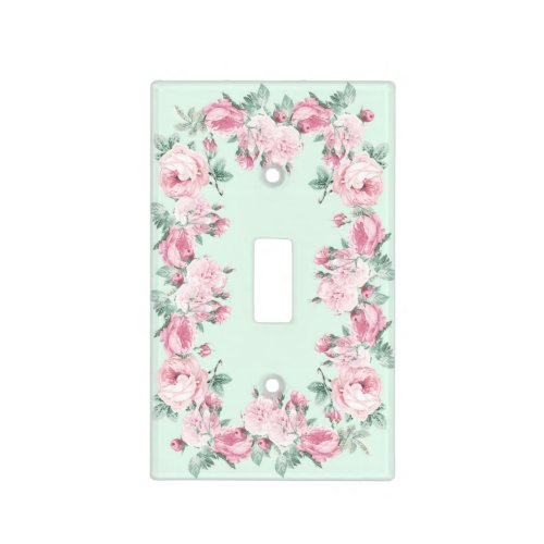 Shabby chic light switch cover pink mint