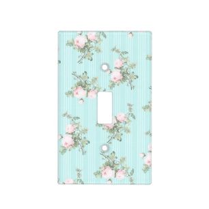 Shabby chic light switch cover pink mint floral