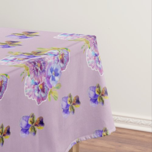 Shabby Chic Lilac Chintz Pansy Floral Tablecloth