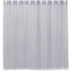 Shabby Chic Lilac Stripes w Bows & Lace Shower Curtain