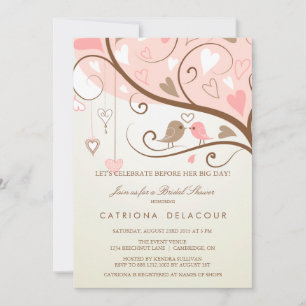 SHABBY CHIC LOVE BIRDS BRIDAL SHOWER INVITATION