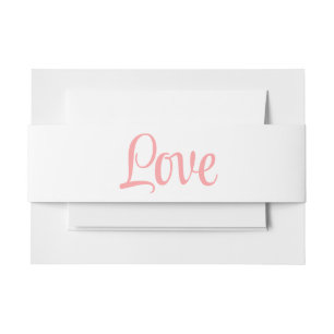 Shabby Chic Love Quote Elegant Pink Wedding Invitation Belly Band