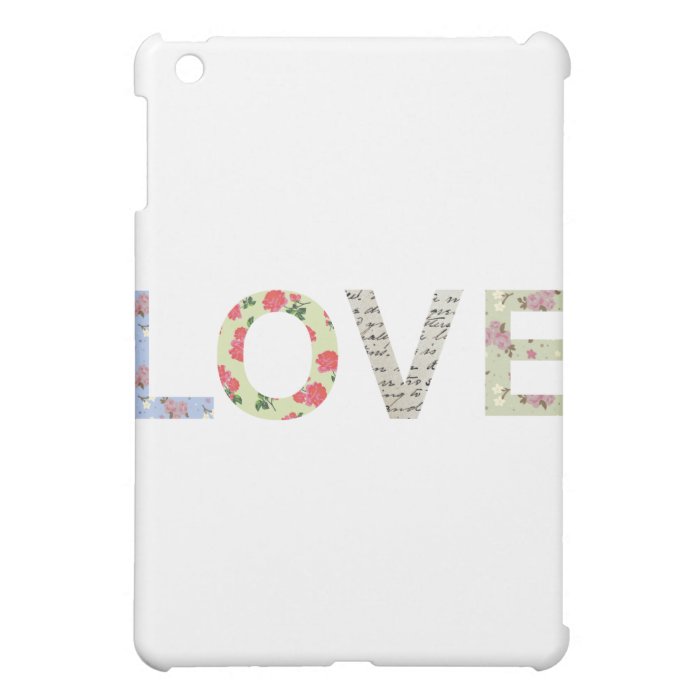 Shabby Chic Love Typography   white iPad Mini Cover