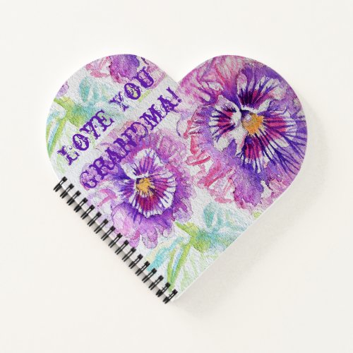 Shabby Chic Love You Grandma Purple Pansy Notebook