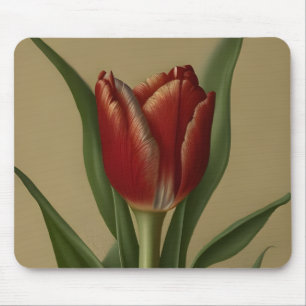 Shabby Chic Lovely  Red Tulip  Mouse Pad