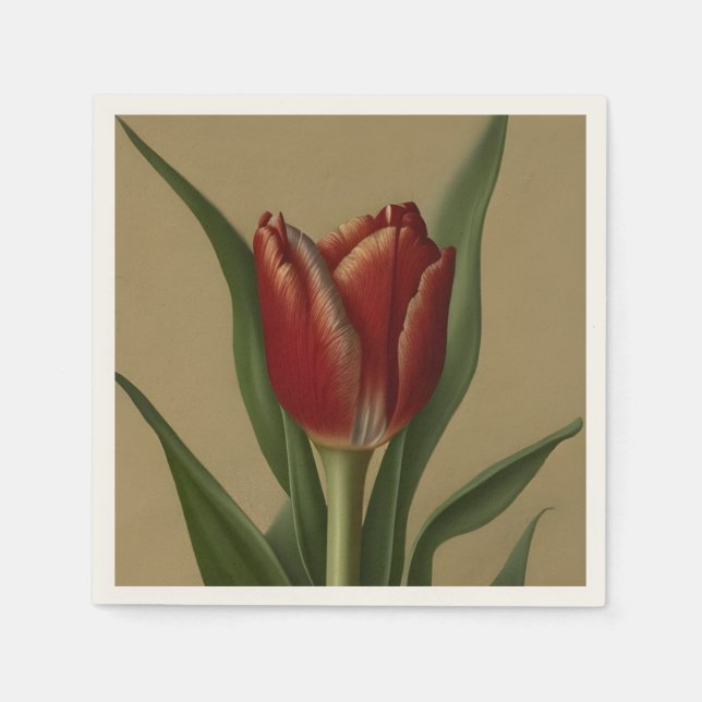 Shabby Chic Lovely  Red Tulip  Napkins (Front)
