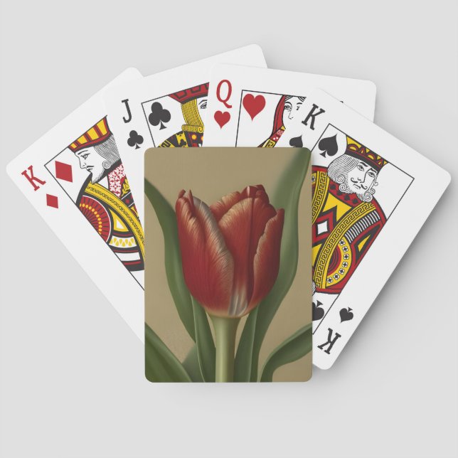 Shabby Chic Lovely  Red Tulip  Poker Cards (Back)