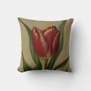 Shabby Chic Lovely Red Tulip Throw Pillow