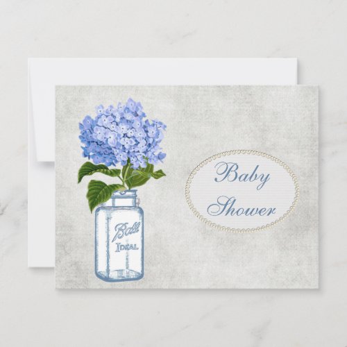 Shabby Chic Mason Jar  Hydrangea Baby Shower Invitation