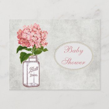 Shabby Chic Mason Jar & Hydrangea Baby Shower Invitation by AJ_Graphics at Zazzle
