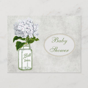 Shabby Chic Mason Jar & Hydrangea Baby Shower Invitation