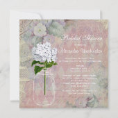 Shabby Chic Mason Jar & Hydrangea Bridal Shower Invitation (Back)