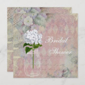Shabby Chic Mason Jar & Hydrangea Bridal Shower Invitation (Front/Back)