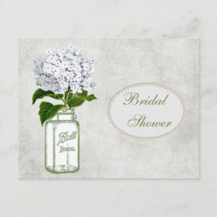 Shabby Chic Mason Jar & Hydrangea Bridal Shower Invitation