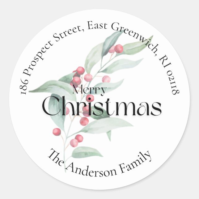 Shabby Chic Merry Christmas Return Address Label (Front)