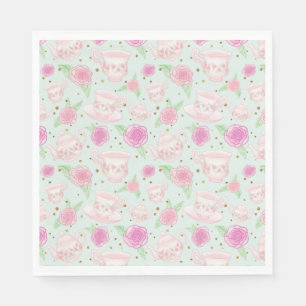 Shabby Chic Mint And Gold Tea Party Napkins