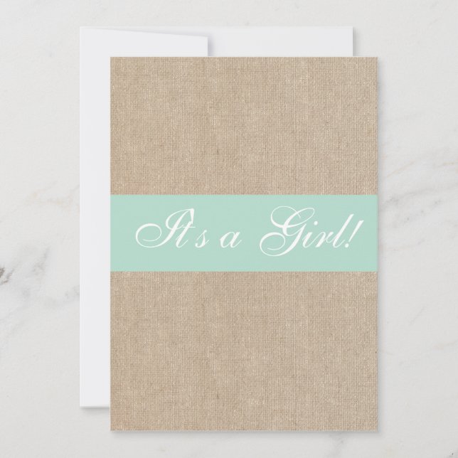 Shabby Chic Mint Burlap Baby Shower Invitation (Front)