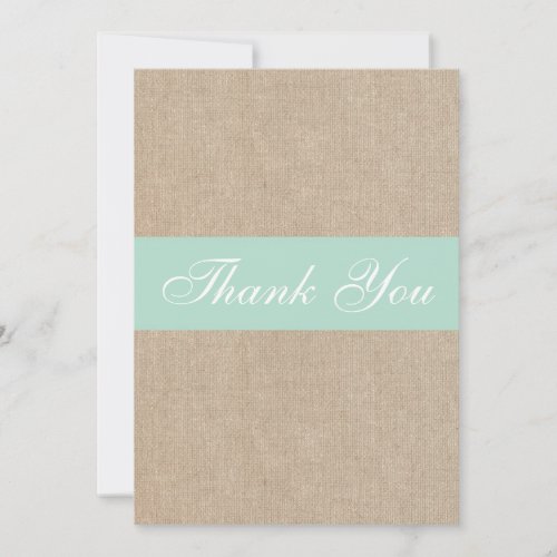 Shabby Chic Mint Burlap Thank You Card