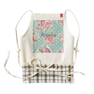 shabby chic mint polka dot pink white vintage girl zazzle HEART apron